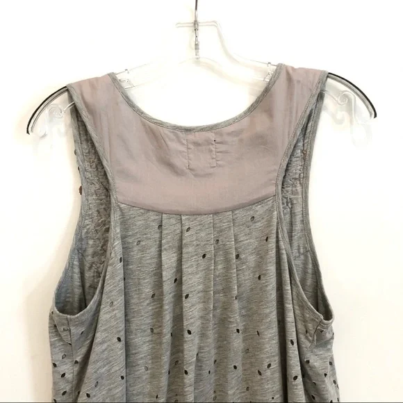 Anthropologie Deletta Gray Beaded Tank Top with Cut Outs - Picture 13 of 16